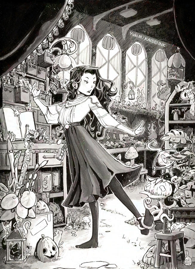 Witchy Business Ink and marker on Bristol 9&quot; x 11&quot;