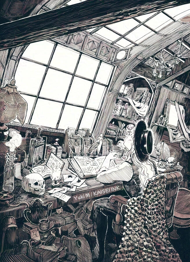 The Study Ink and marker on brisol 9" x 11"